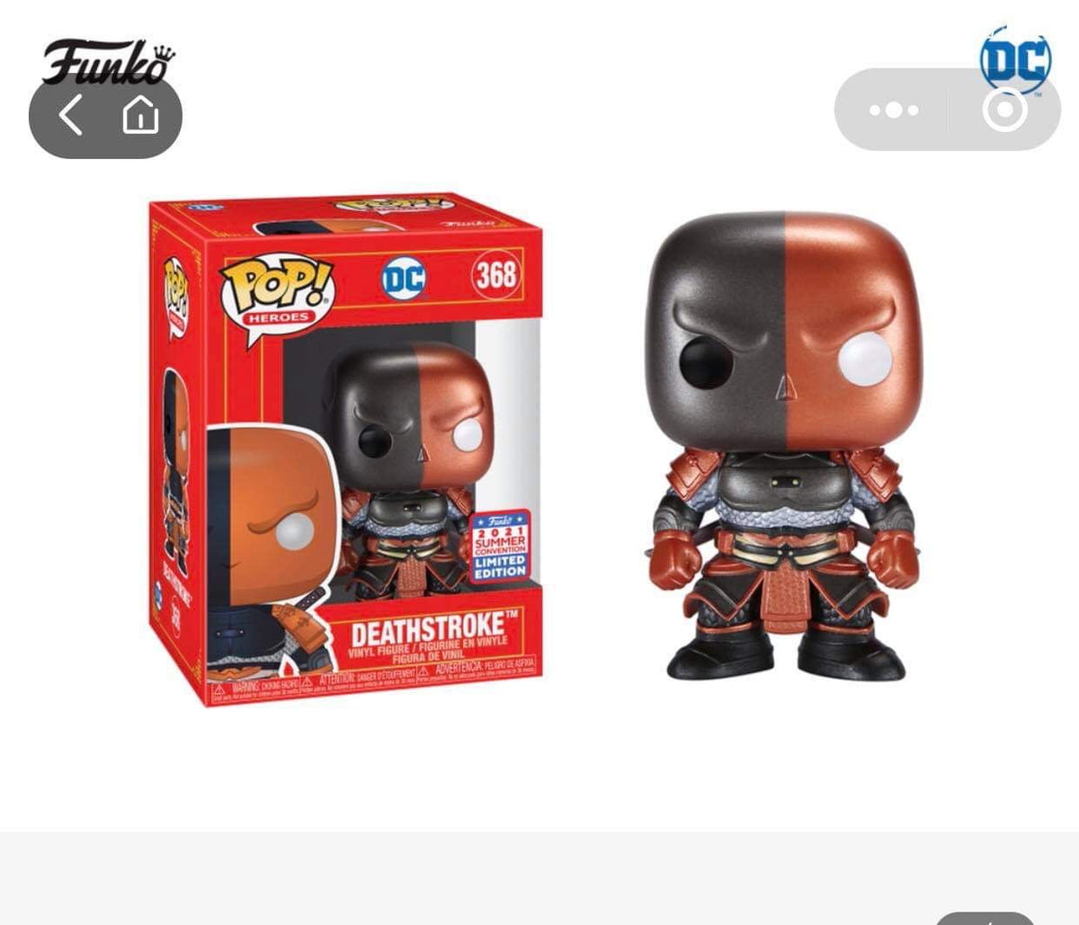 Funko Pop D.C Deathstroke (China Exclusive)